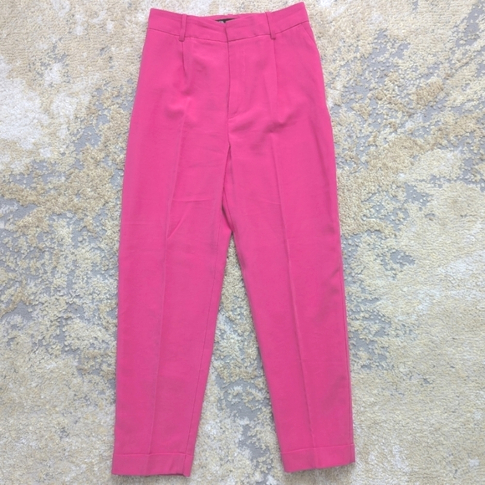 ZARA Hot Pink High-Waisted Trousers Comfortable Fit Size S